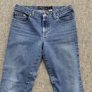 VTG Express Jeans Women's‎ 7/8 L Flare Light Wash Distressed 90s Boho USA